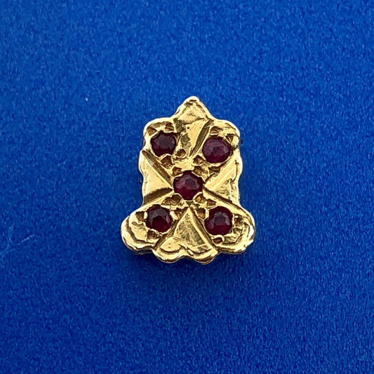 Designer 14K Yellow Gold 585 Ruby Bell Slide Bracelet Charm
