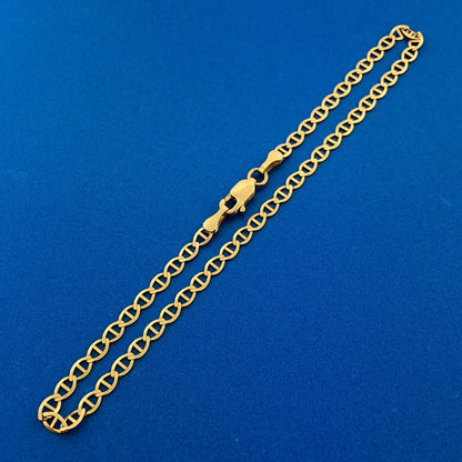 10k Yellow Gold Oval Link Variation 9.25" Lobster Claw Chain Bracelet Anklet