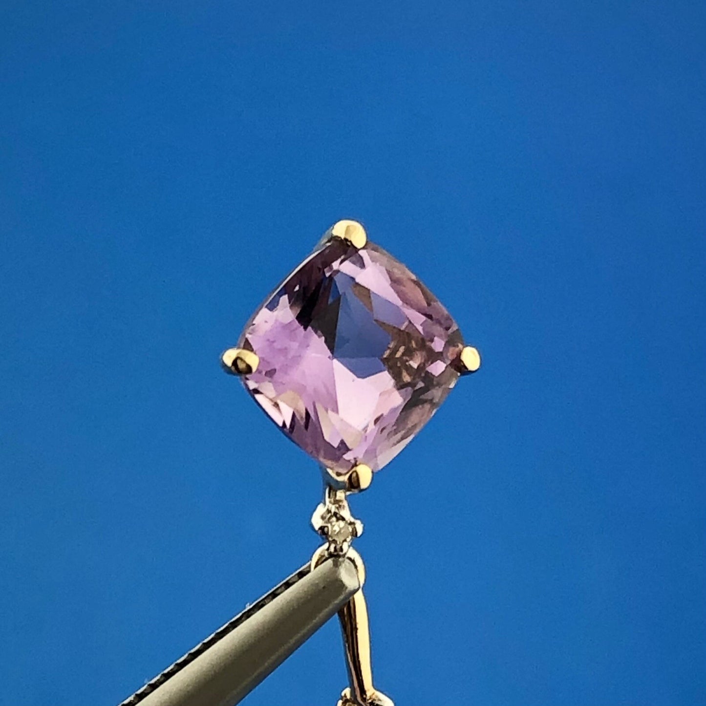 Gorgeous Midas 14k Yellow Gold Cushion Amethyst Quartz Accent 18" Necklace