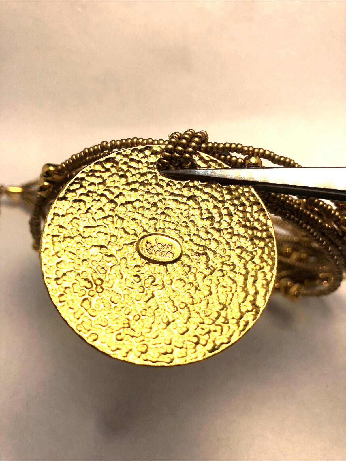 Joan Rivers Gold Tone Beaded 10-Strand Metal Disc Statement Necklace