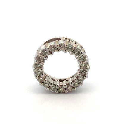 Designer JX 14K White Gold Diamond Round Ring Infinity Eternity Pendant