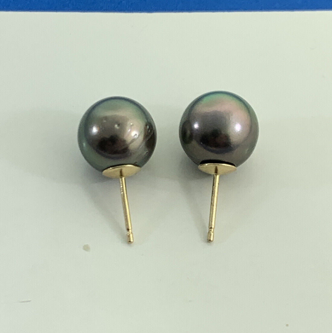 14K Yellow Gold Tahitian Pearl Solitaire Statement Stud Earrings 9.75mm