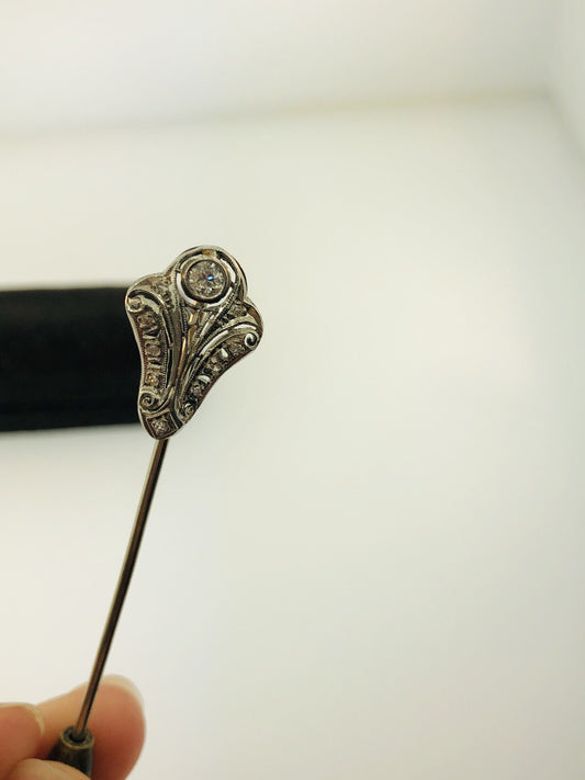Vintage Art Deco Platinum Diamond Stick Pin .25tcw 1/4
