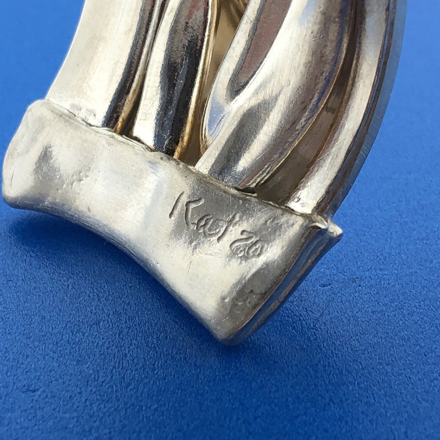 KatzoWork Kat Jamieson 999 Silver Shibori V Wide Handcrafted Cuff Bracelet