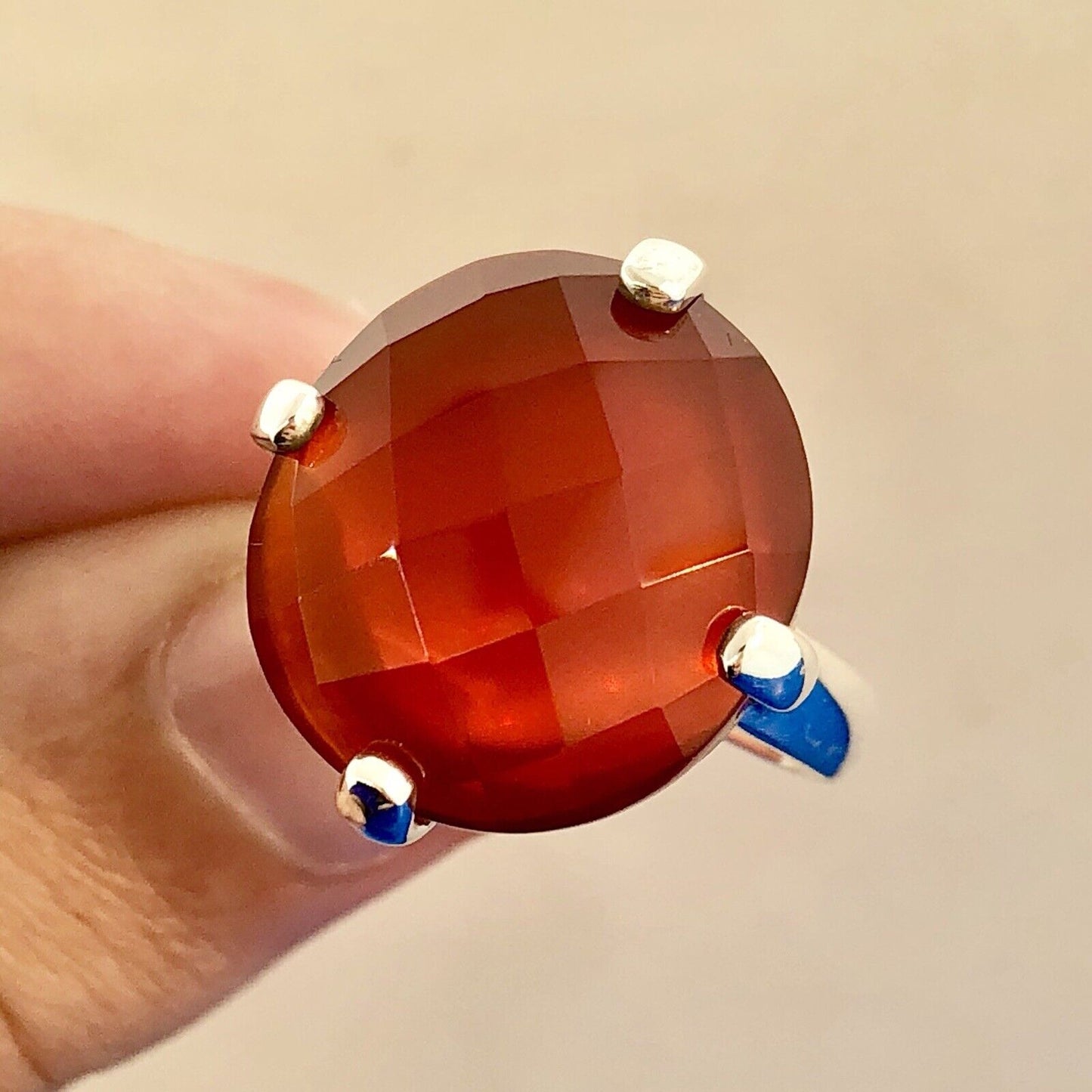 Designer Whitney Kelly WK 925 Sterling Silver Carnelian Solitaire Statement Ring