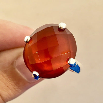 Designer Whitney Kelly WK 925 Sterling Silver Carnelian Solitaire Statement Ring