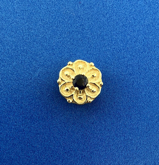 Designer DDH 10K Yellow Gold Sapphire Flower September Slide Bracelet Charm