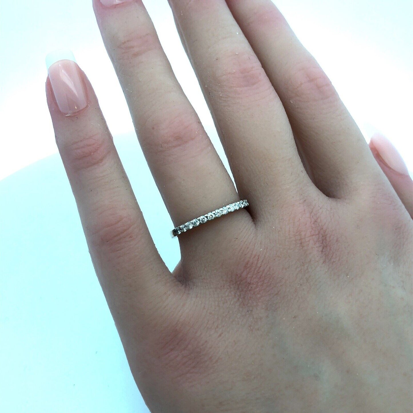 Designer 14K White Gold Diamond Wedding Anniversary Stackable Band Ring