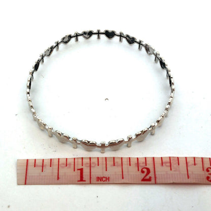 Designer R 925 Sterling Silver Cross Heart Love Stackable Round Bangle Bracelet