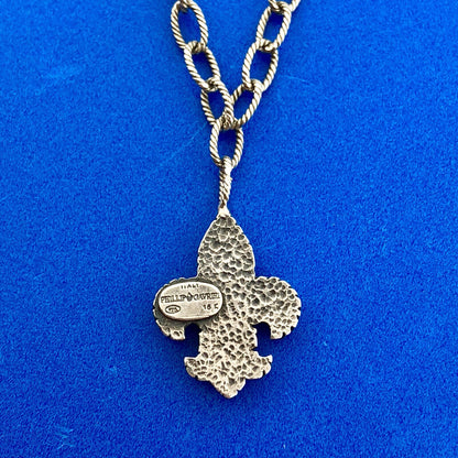 Philip Gavriel 925 Sterling Silver 18K Yellow Gold Fleur De Lis Necklace