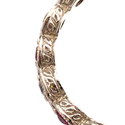 Designer 925 Silver Red White Cubic Zirconia Anniversary Stackable Eternity Band