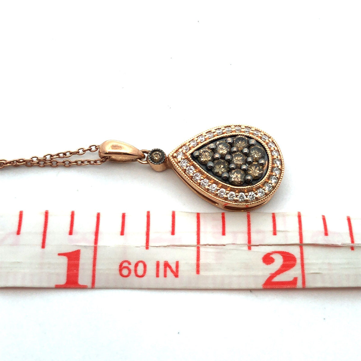 LeVian 14K Rose Gold Mocha Vanilla Diamond Teardrop Pendant Necklace