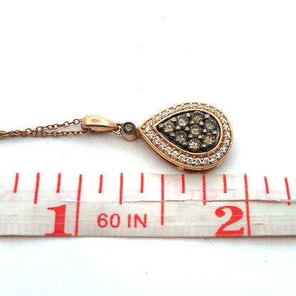 LeVian 14K Rose Gold Mocha Vanilla Diamond Teardrop Pendant Necklace
