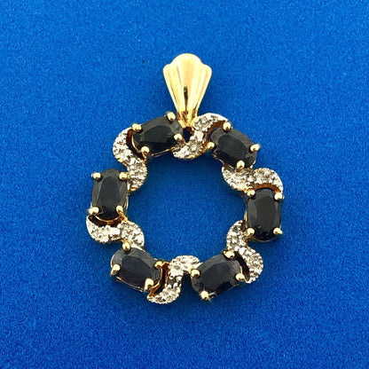 Estate 925 Sterling Silver Vermeil Two Tone Sapphire September Infinity Pendant