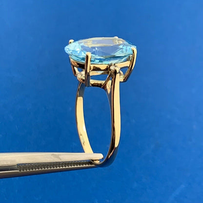 Designer Blue Topaz & Diamond Accents 14K Yellow Gold Statement Ring