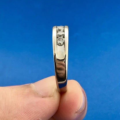 Designer Zales 10K White Gold Channel Set Diamond Wedding Band Ring Size 9.25