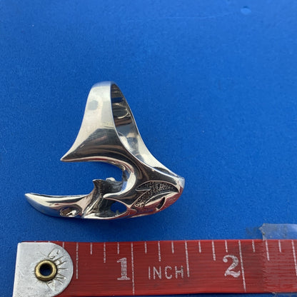 Sterling Silver 925 Eagle Phoenix Skull Biker's Guardian Statement Ring