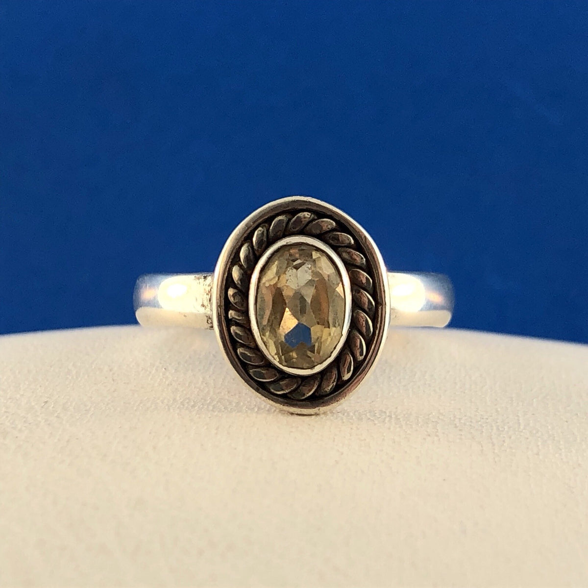 Retro Sterling Silver 925 Oval Citrine November Anniversary Birthstone Ring