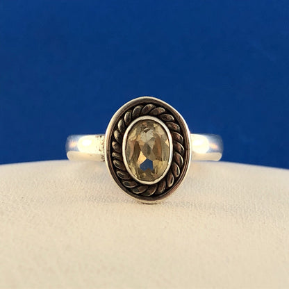 Retro Sterling Silver 925 Oval Citrine November Anniversary Birthstone Ring