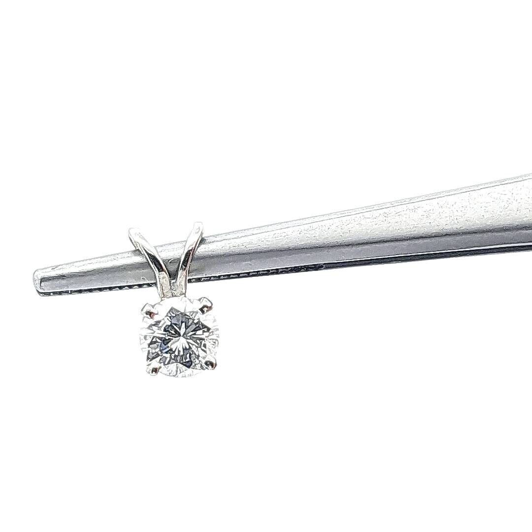 Designer 14K White Gold Round Diamond Solitaire Anniversary Drop Pendant