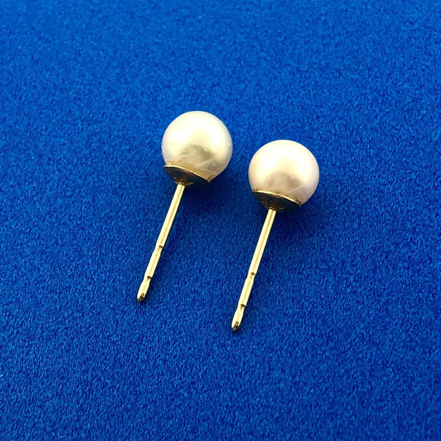 Estate 10K Yellow Gold Pearl Starter Stud Earrings