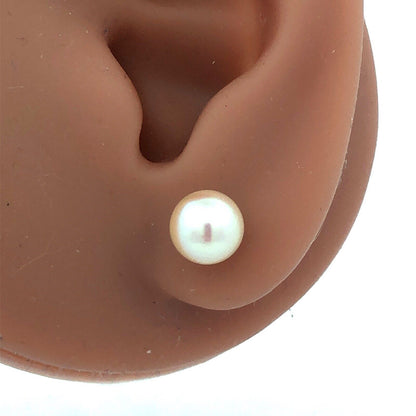 Designer 14K Yellow Gold Round Pearl Ball Stud Earrings