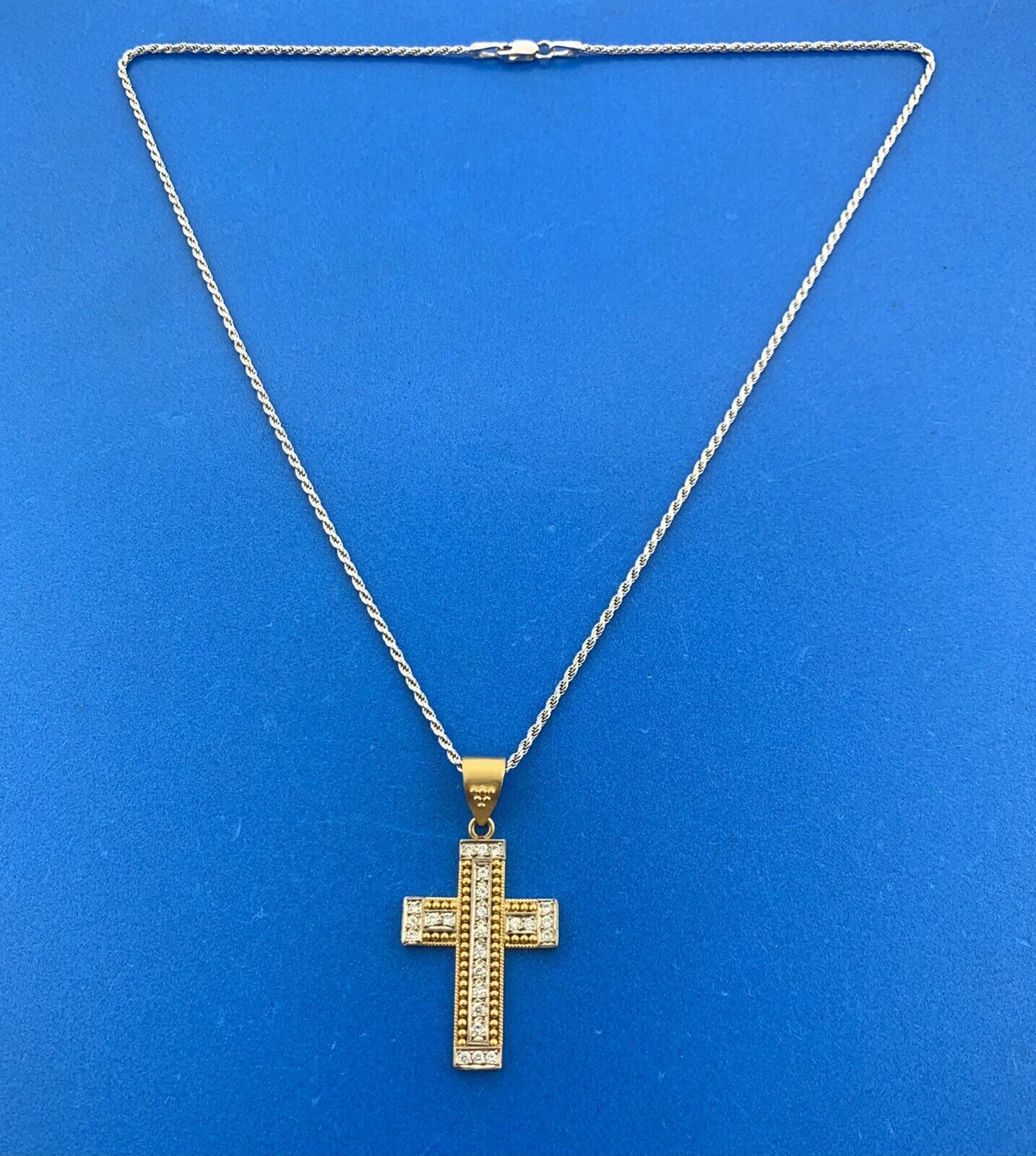 Designer 22K Yellow White Gold Diamond Cross Pendant