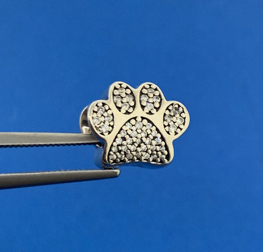 Authentic PANDORA 925 Sterling Silver CZ Sparkling Paw Print 791714CZ Charm