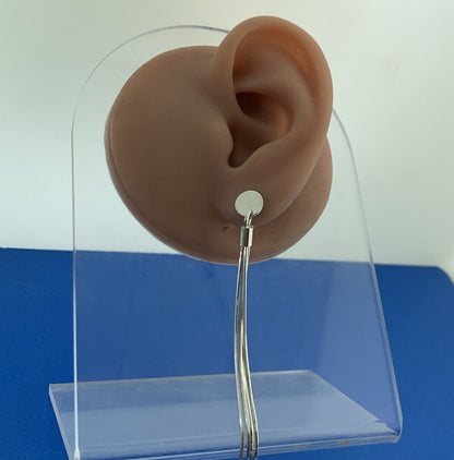 Designer 925 Sterling Silver 4 Strand Snake Chain Drop Dangle Stud Earrings