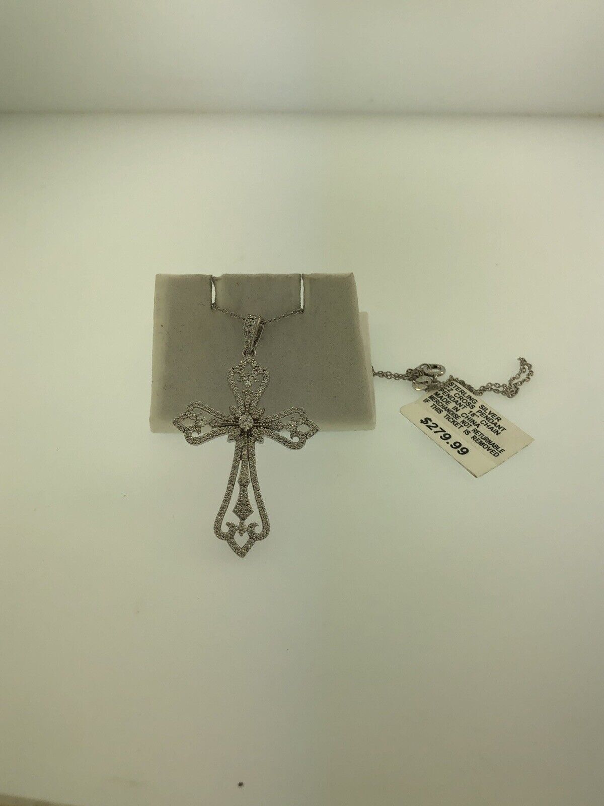 Jacmel Mauitius JCM Sterling Silver 925 Cubic Zirconia Statement Cross Necklace