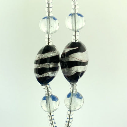 Designer Antica Murrina Venezia Purple White Striped Glass Earring Necklace Set