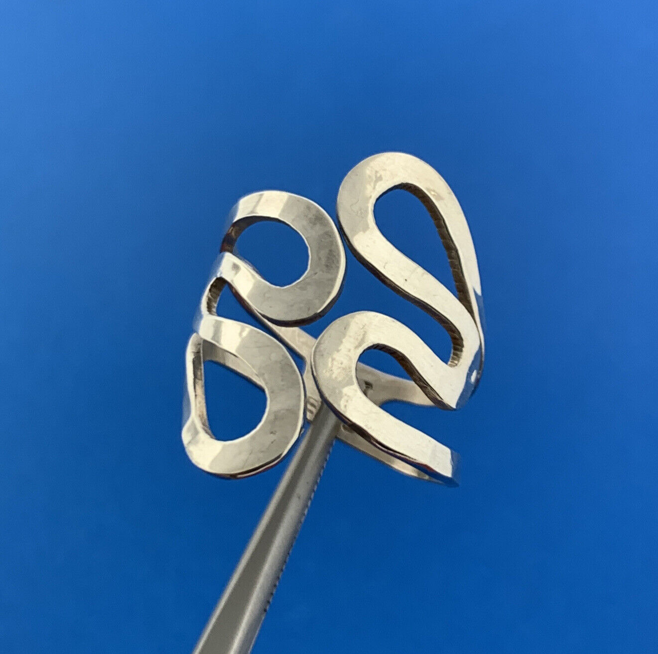 Mexico CII Artisan Sterling Silver 925 Hammered Waves Wide Band Ring Sz 6.5