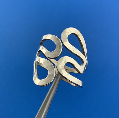 Mexico CII Artisan Sterling Silver 925 Hammered Waves Wide Band Ring Sz 6.5