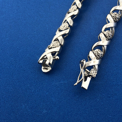 Designer 925 Sterling Silver Diamond X O Classic Tennis Bracelet