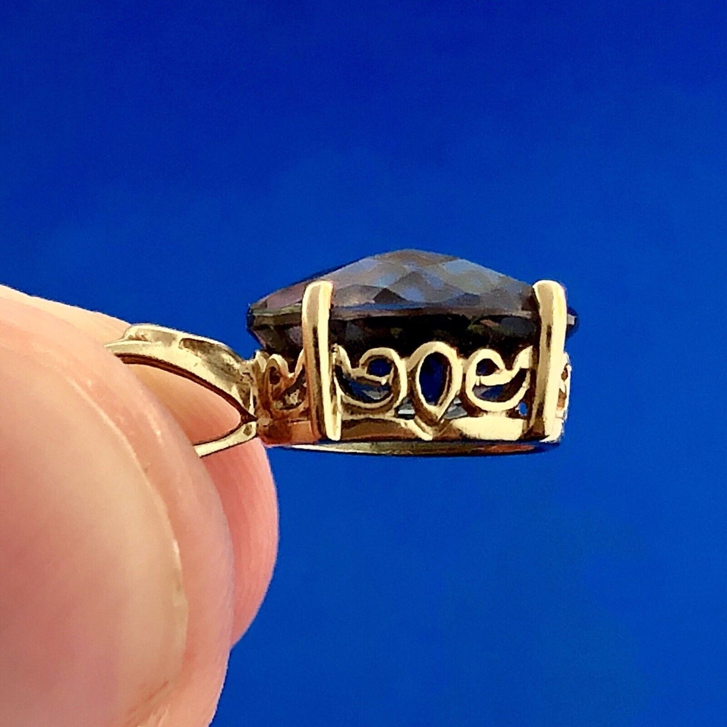 Designer 14k Yellow Gold Mystic Topaz Diamond Accent Pendant