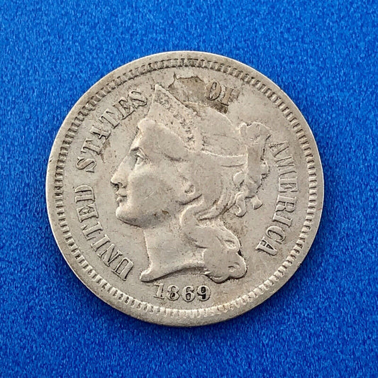 1869 P Nickel Three Cent Piece 3c Better Key Rare Scarce Philadelphia Coin