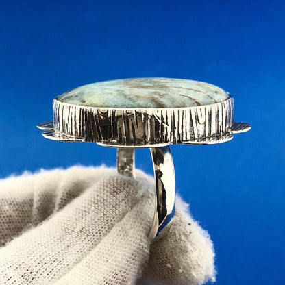 Vintage Native American Artisan 925 Sterling Silver Turquoise Statement Ring