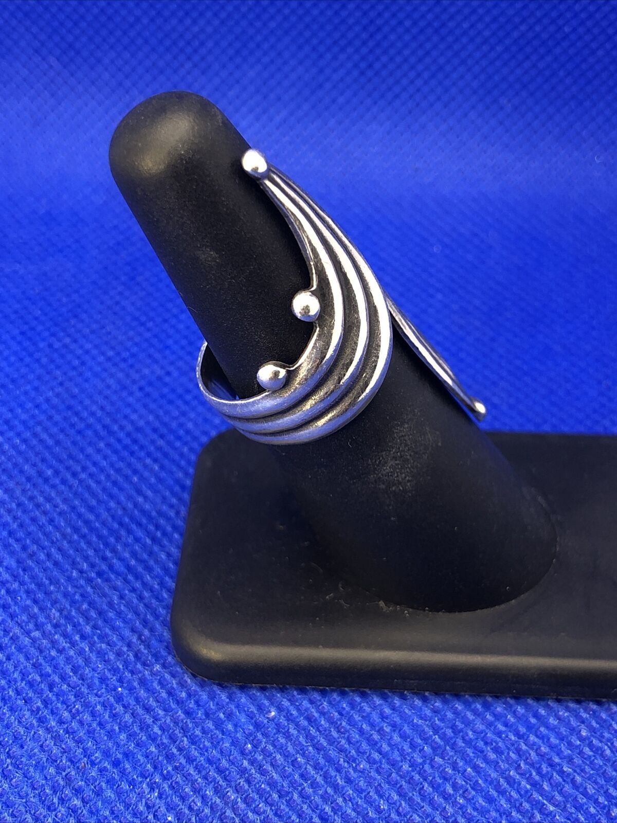 Taxco Mexico RJP 925 Sterling Silver Wrap Texture Statement Finger Ring