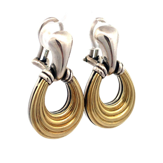 Designer Lagos Caviar 925 Sterling Silver 18K Gold Loop Dangle Stud Earrings