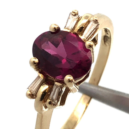 Designer SBT 14K Yellow Gold Oval Pink Tourmaline Diamond Accent Cocktail Ring