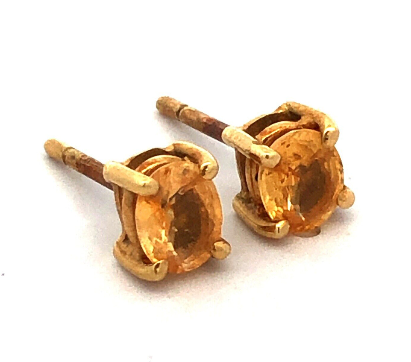 18K Yellow Gold Oval Citrine November Anniversary Stud Earrings