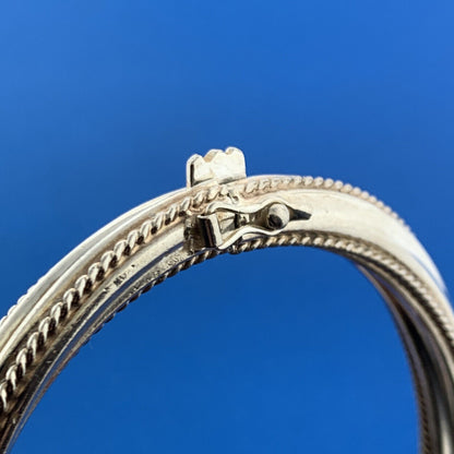 Stunning Sterling Silver 925 Twisted Metal 7" Hinged Cuff Bracelet