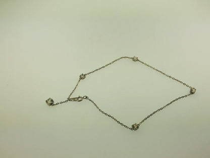 Designer SV Sterling Silver 925 Cubic Zirconia CZ Station Ankle Bracelet