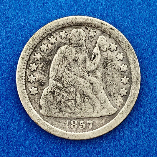 1857 P Seated Liberty Silver Dime 10c Better Key Philadelphia Mint Coin