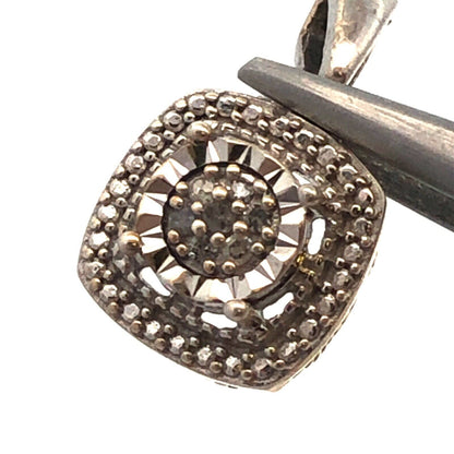 Designer 925 Sterling Silver Diamond Cluster Illusion Halo Setting Charm Pendant