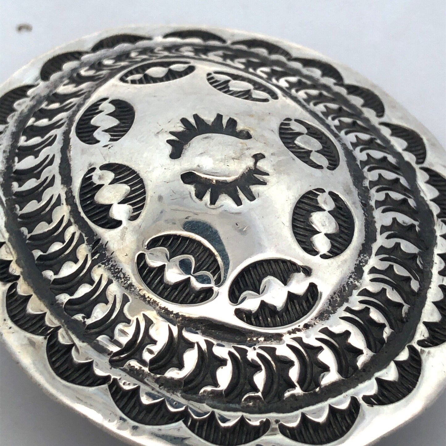 Vintage Native American BB Bernice Bonney 925 Sterling Silver Concho Belt Buckle