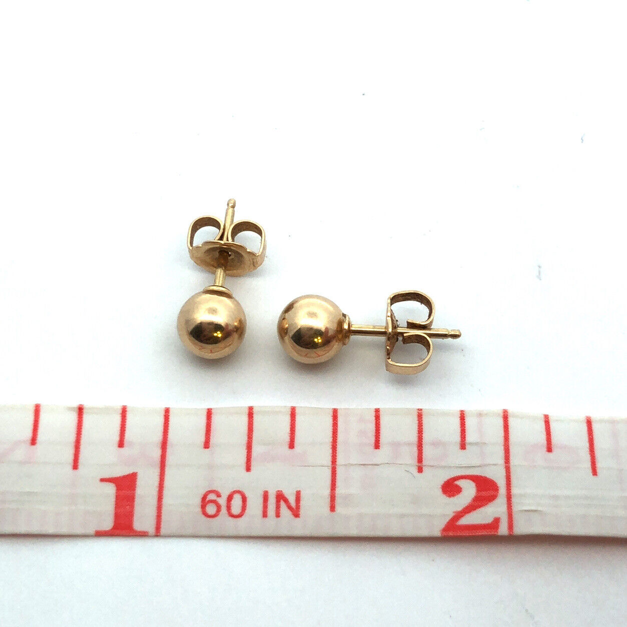 14K Yellow Gold Round Ball Everyday Butterfly-Back Stud Earrings