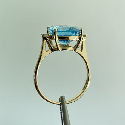 Designer Blue Topaz & Diamond Accents 14K Yellow Gold Statement Ring