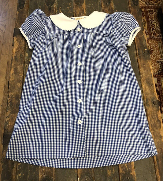 The Beaufort Bonnet Company Blue White Gingham Checkered Girl's Size 7 Dress