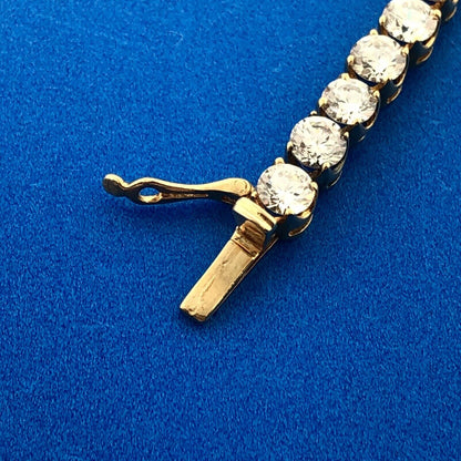 Designer 14K Yellow Gold Cubic Zirconia CZ Statement Tennis Bracelet